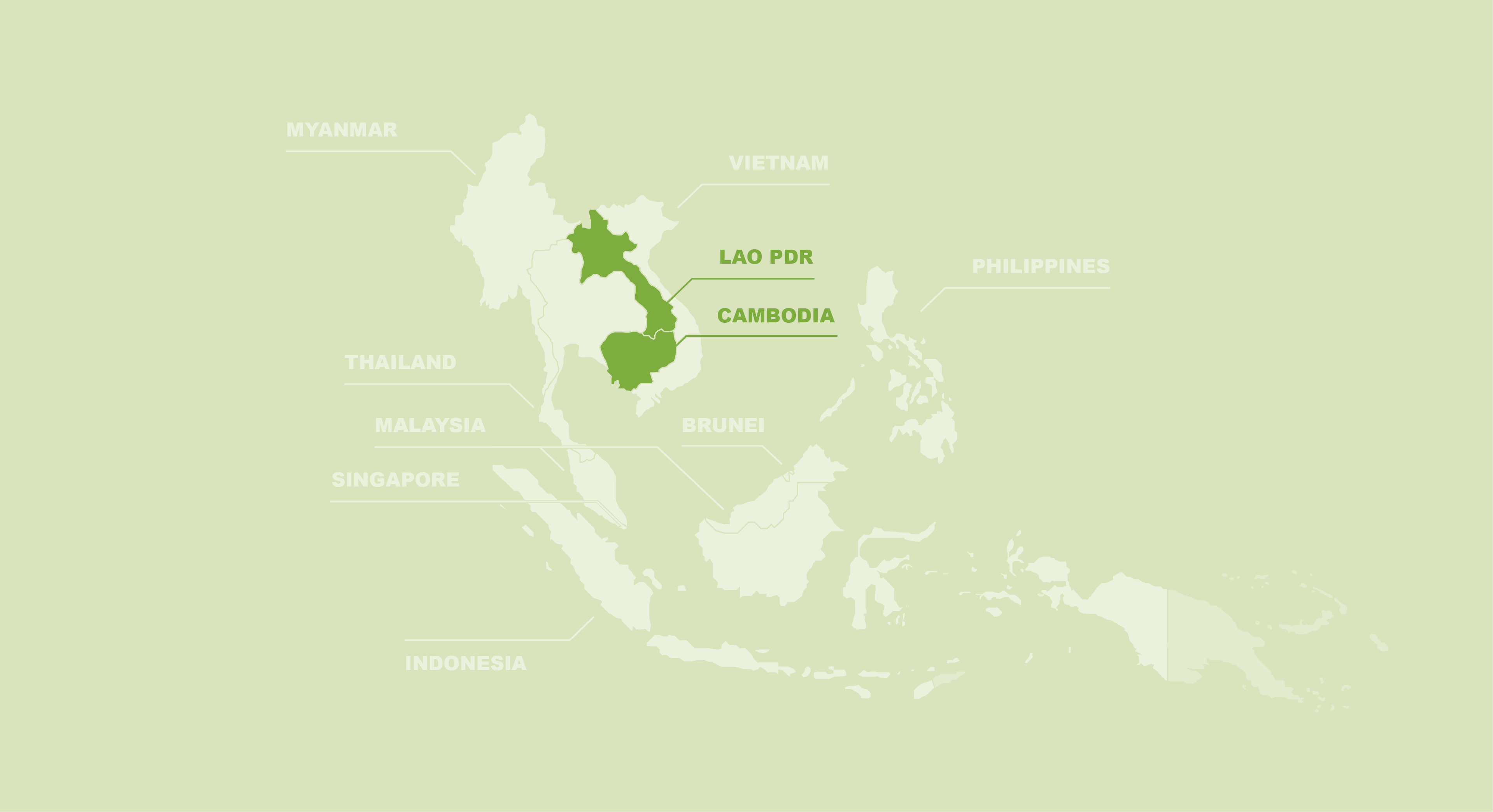 Map of ASEAN showing where TGEI projects are